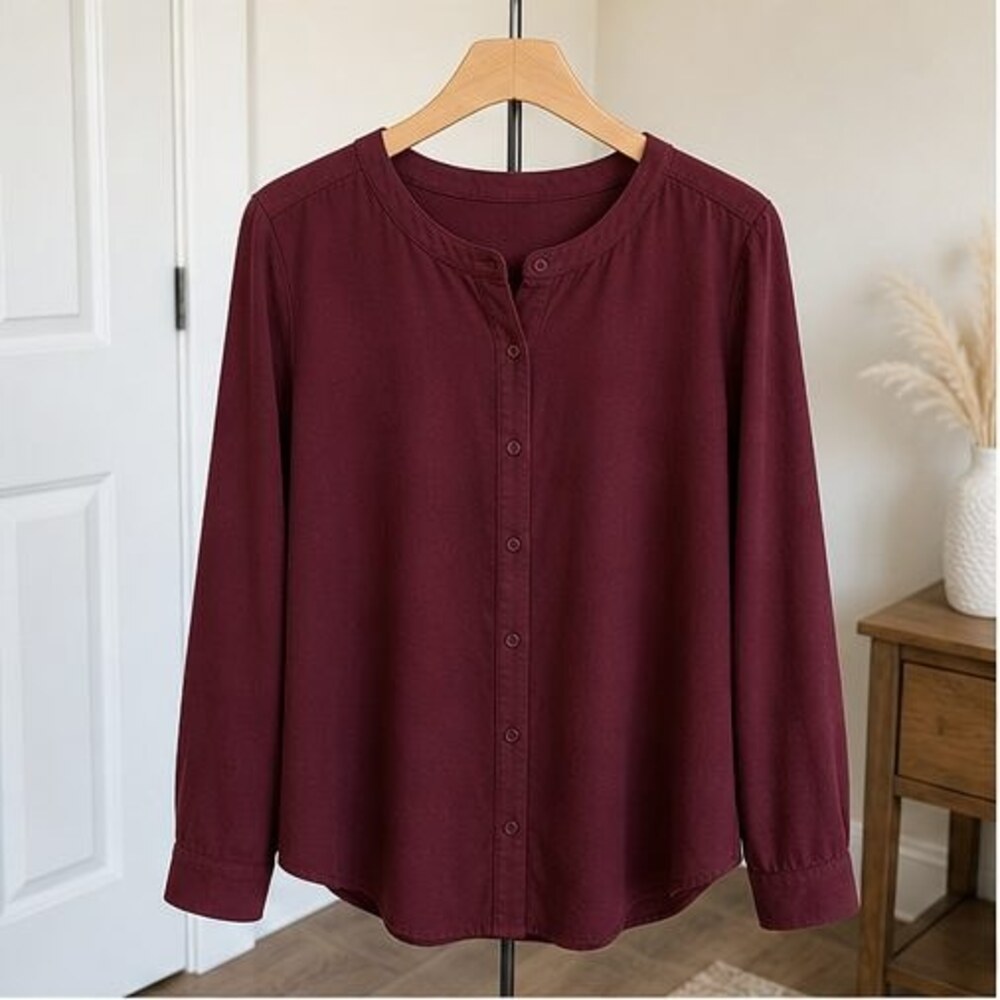 Burgundy V Neck Top